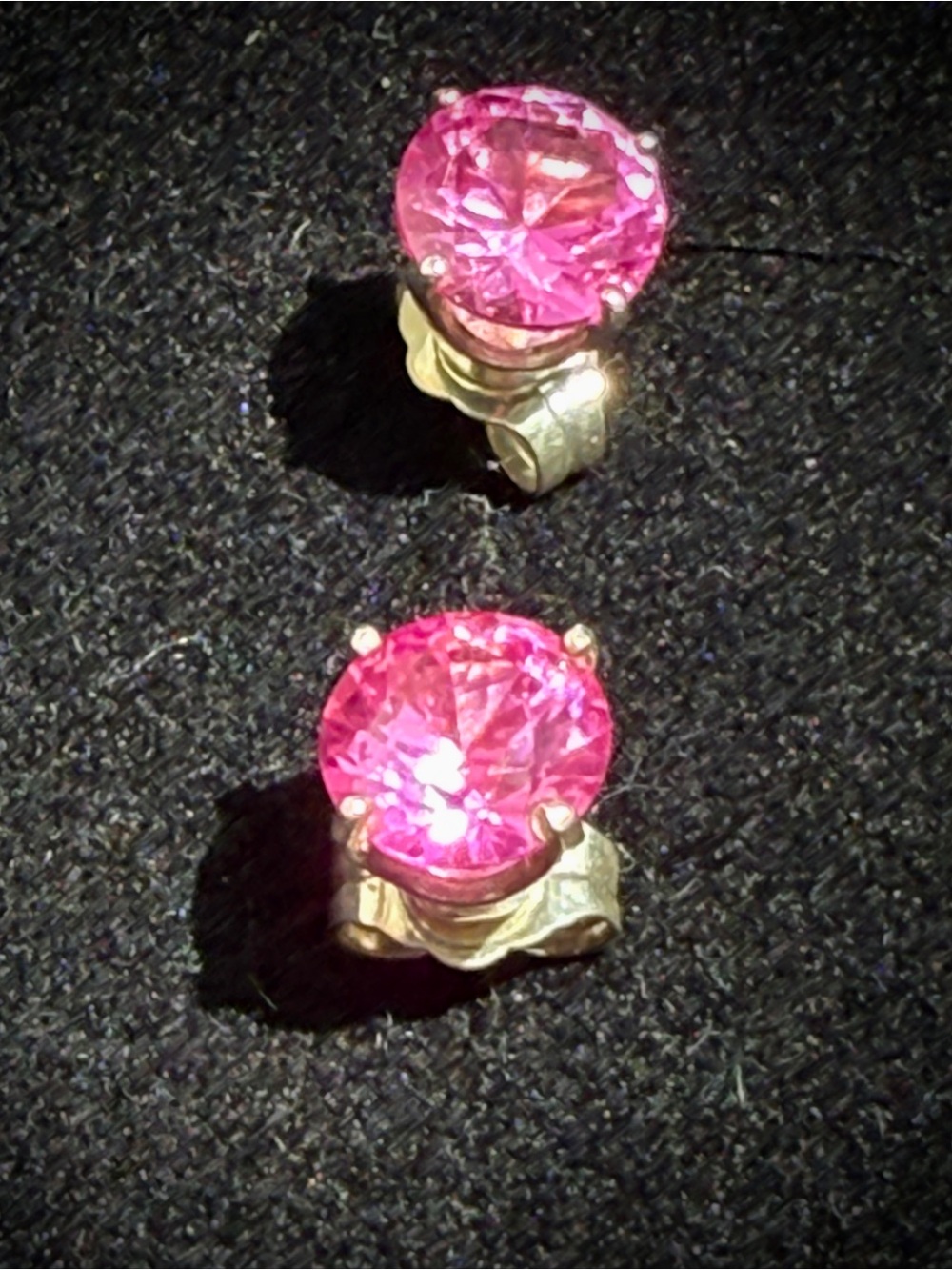 Vintage round brilliant-cut 6mm pink sapphire gemstone sterling silver studs